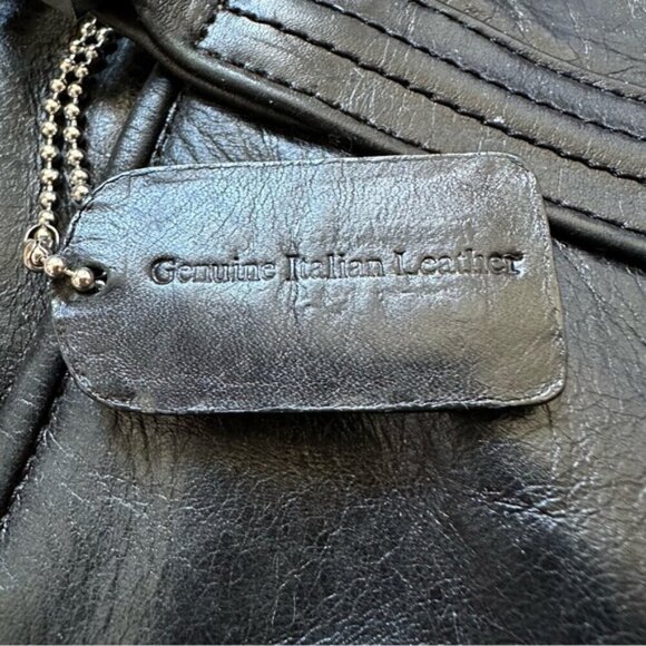 Vintage La Diva Black Italian Design Leather Purse Shoulder Bag - Made in Italy - Picture 6 of 16